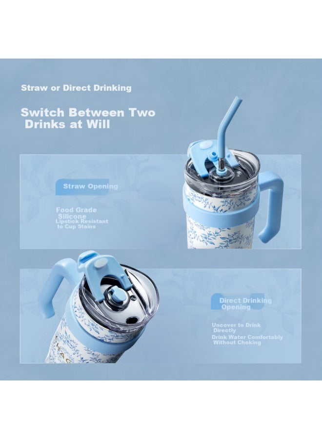 Chagee Ice King Cup, Cold And Warm Insulated Cup, Straw Cup, Extra Large Capacity, 316L Stainless Steel Inner Liner, Water Bottle, Qinglan Zhijiao - Image 2
