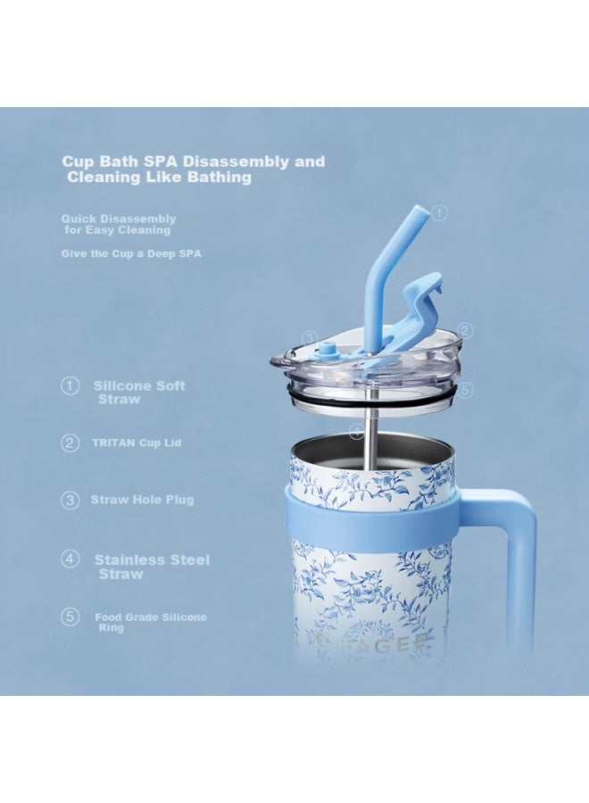 Chagee Ice King Cup, Cold And Warm Insulated Cup, Straw Cup, Extra Large Capacity, 316L Stainless Steel Inner Liner, Water Bottle, Qinglan Zhijiao - Image 3