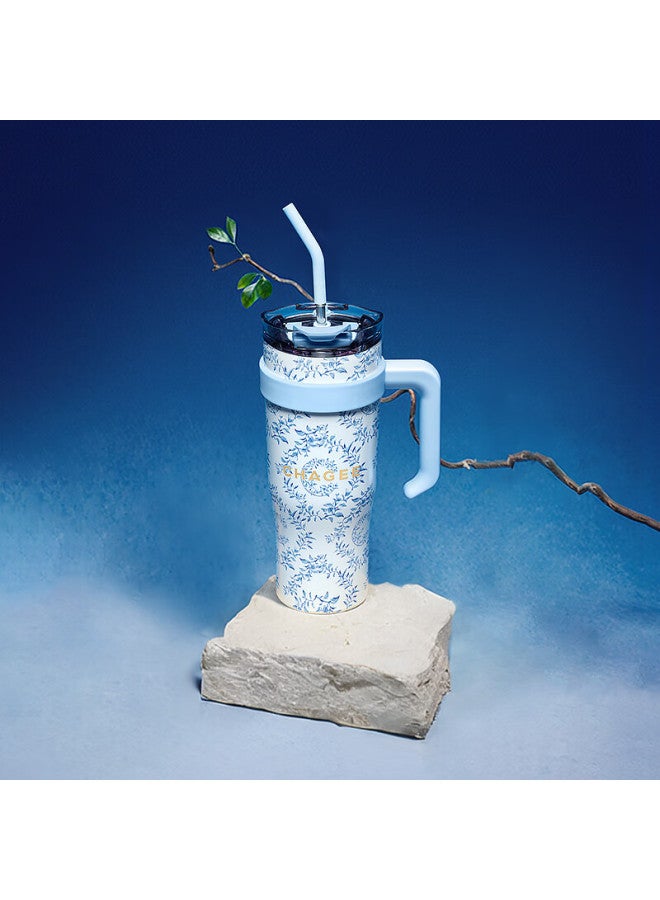 Chagee Ice King Cup, Cold And Warm Insulated Cup, Straw Cup, Extra Large Capacity, 316L Stainless Steel Inner Liner, Water Bottle, Qinglan Zhijiao - Image 1