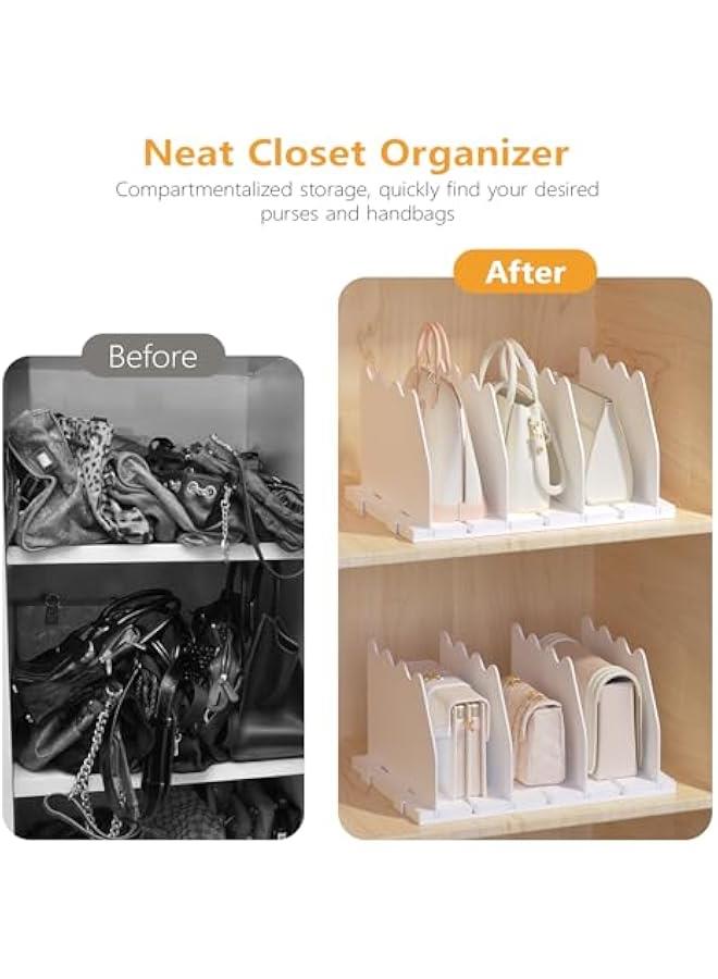 Arabest Purse Storage Organizer for Closet, White Closet Bag Storage Dividers Rack Shelf Purse Dividers for Closet Organization Handbag Separators Closet Purse Organizers and Storage, 2 Pack, White  - Image 3