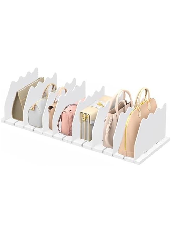 Arabest Purse Storage Organizer for Closet, White Closet Bag Storage Dividers Rack Shelf Purse Dividers for Closet Organization Handbag Separators Closet Purse Organizers and Storage, 2 Pack, White  - Image 1