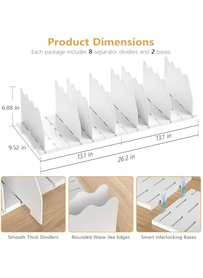 Arabest Purse Storage Organizer for Closet, White Closet Bag Storage Dividers Rack Shelf Purse Dividers for Closet Organization Handbag Separators Closet Purse Organizers and Storage, 2 Pack, White  - Image 2