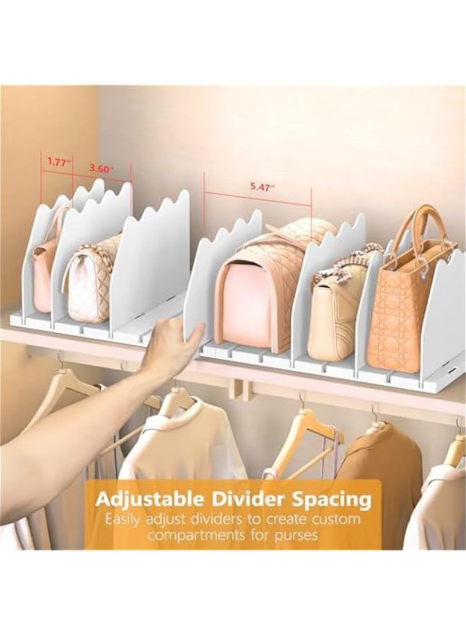 Arabest Purse Storage Organizer for Closet, White Closet Bag Storage Dividers Rack Shelf Purse Dividers for Closet Organization Handbag Separators Closet Purse Organizers and Storage, 2 Pack, White  - Image 4