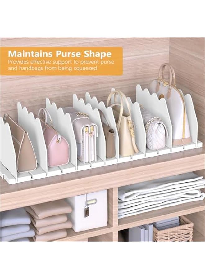 Arabest Purse Storage Organizer for Closet, White Closet Bag Storage Dividers Rack Shelf Purse Dividers for Closet Organization Handbag Separators Closet Purse Organizers and Storage, 2 Pack, White  - Image 5