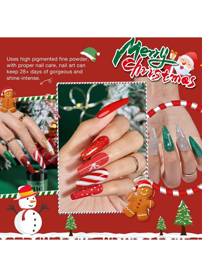 AZUREBEAUTY AZUREBEAUTY 30Pcs Dip Powder Nail Kit Starter, 8 Colors Green Red Gold Silver White with Nail Sticks, Nail Art Liquid Set with Matte/Base/Top Coat Activator for French Manicur  - Image 3
