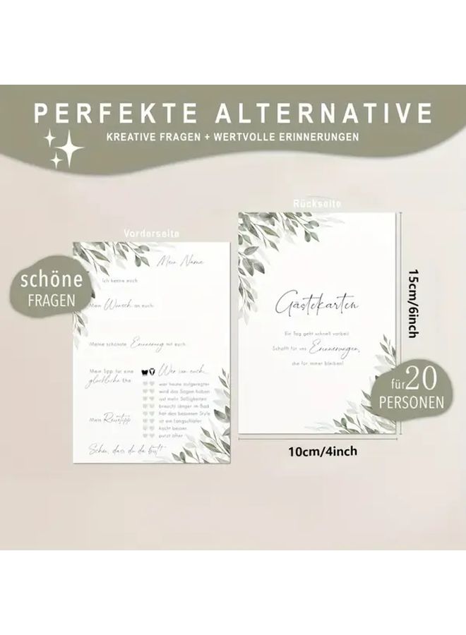 Set of 20 German Eucalyptus Wedding Cards Guest Book Replacement Pages - Image 2