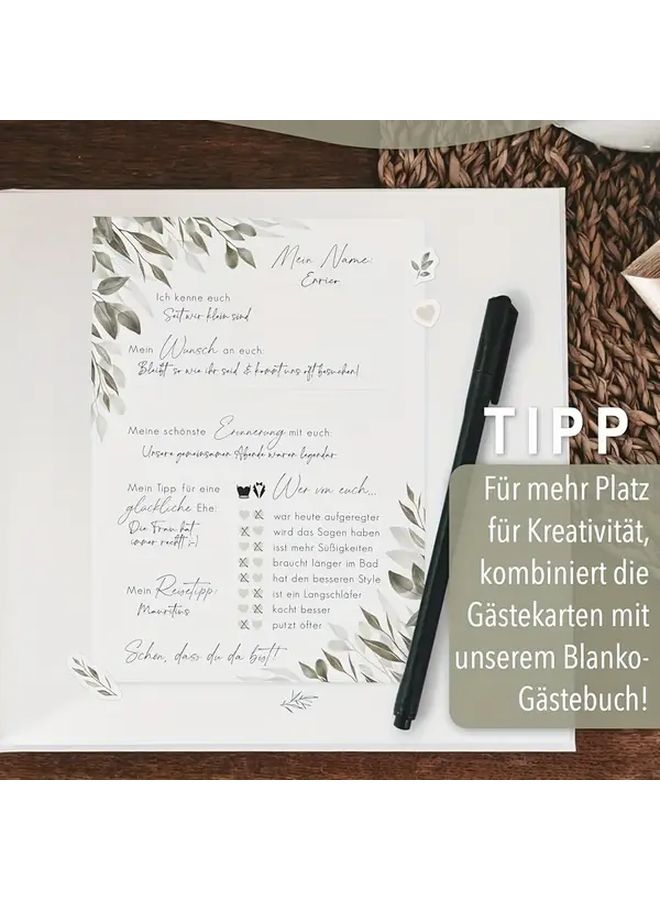 Set of 20 German Eucalyptus Wedding Cards Guest Book Replacement Pages - Image 5