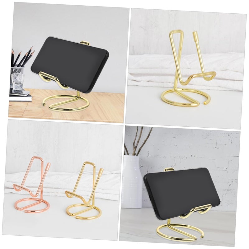 Rose Gold Metal Phone Stand And Business Card Holder For Desk Space Saving - Image 4