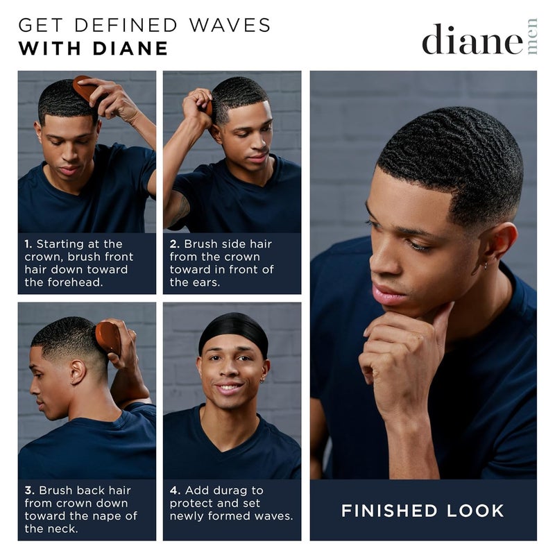 Diane فرشاة عسكرية من شعر الخنزير 100% للرجال والحلاقين – شعيرات متوسطة للشعر الكثيف والخشن – تستخدم لفك التشابك، والتنعيم، وأنماط الموجات، لطيفة على فروة الرأس، تستعيد اللمعان - Image 4