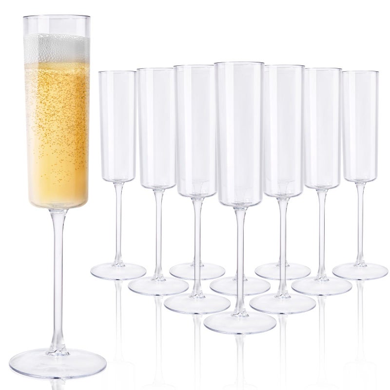 Ciaell 36 Pack Plastic Champagne Flutes  6 Oz Disposable Champagne Glasses  Square Clear Plastic Toasting Glasses for Party Birthday Anniversary Wedding