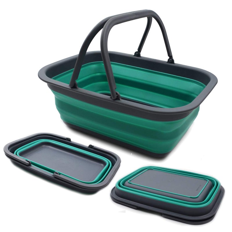 SAMMART SAMMART SAMMART 92L 237Gallon Collapsible Tub with Handle  Portable Outdoor Picnic BasketCrater  Foldable Shopping Bag  Space Saving Storage Container 1 Turquoise Blue 