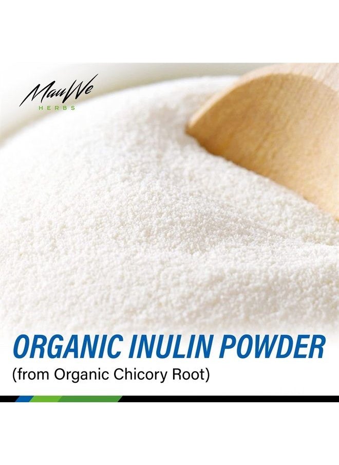MAUWE HERBS - Inulin Capsules - Organic Chicory Root Powdered Supplement - May Promote Digestive Function, Gut Health, Weight Management - Stomach Support Rich in Dietary Fiber, Prebiotics - 100 Caps - Image 1