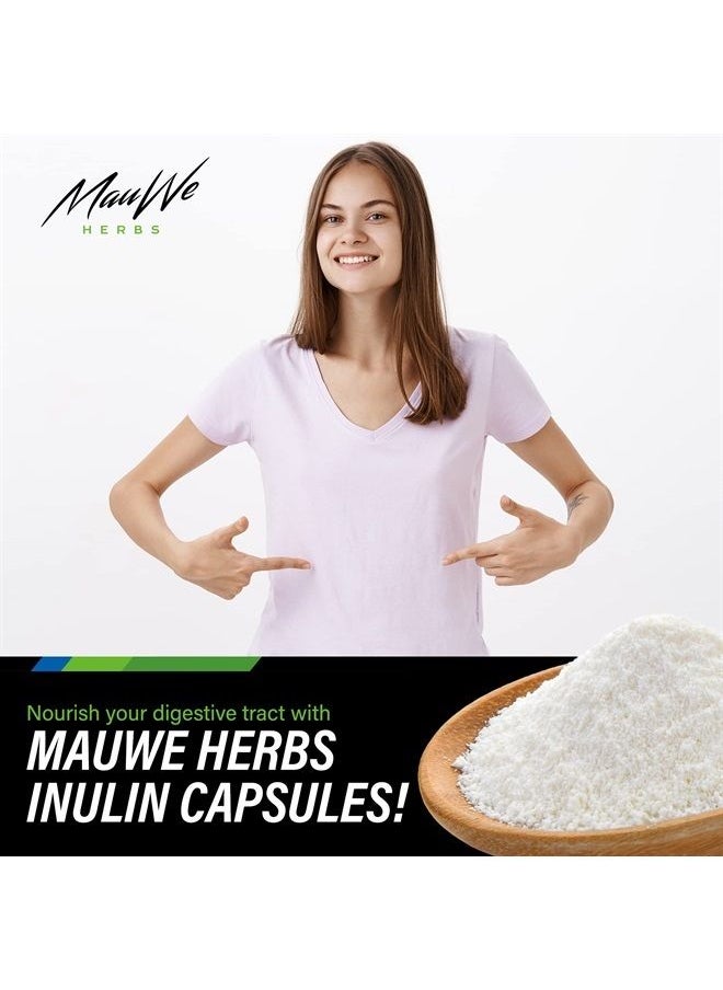 MAUWE HERBS - Inulin Capsules - Organic Chicory Root Powdered Supplement - May Promote Digestive Function, Gut Health, Weight Management - Stomach Support Rich in Dietary Fiber, Prebiotics - 100 Caps - Image 1