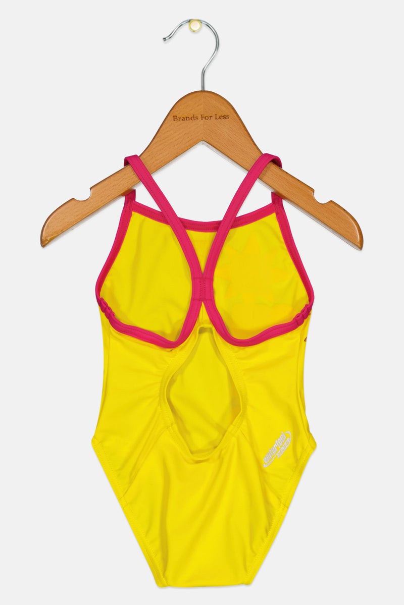 arena Toddlers Girl Graphic Print One Piece Swimwear, Yellow - Image 2