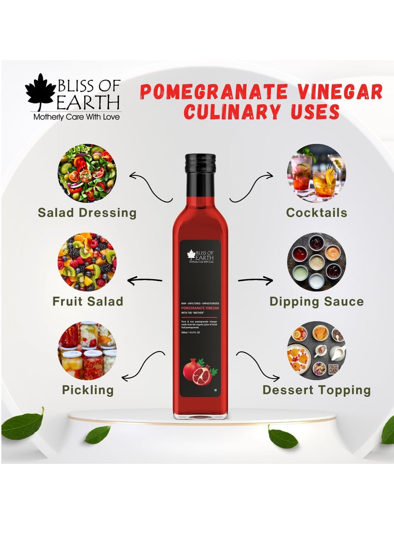 بليس اوف ايرث خل التفاح العضوي من هملايا مع خل الرمان مع أم الخل خام غير مفلتر وغير مبستر 500 مل لكل واحد - Image 5