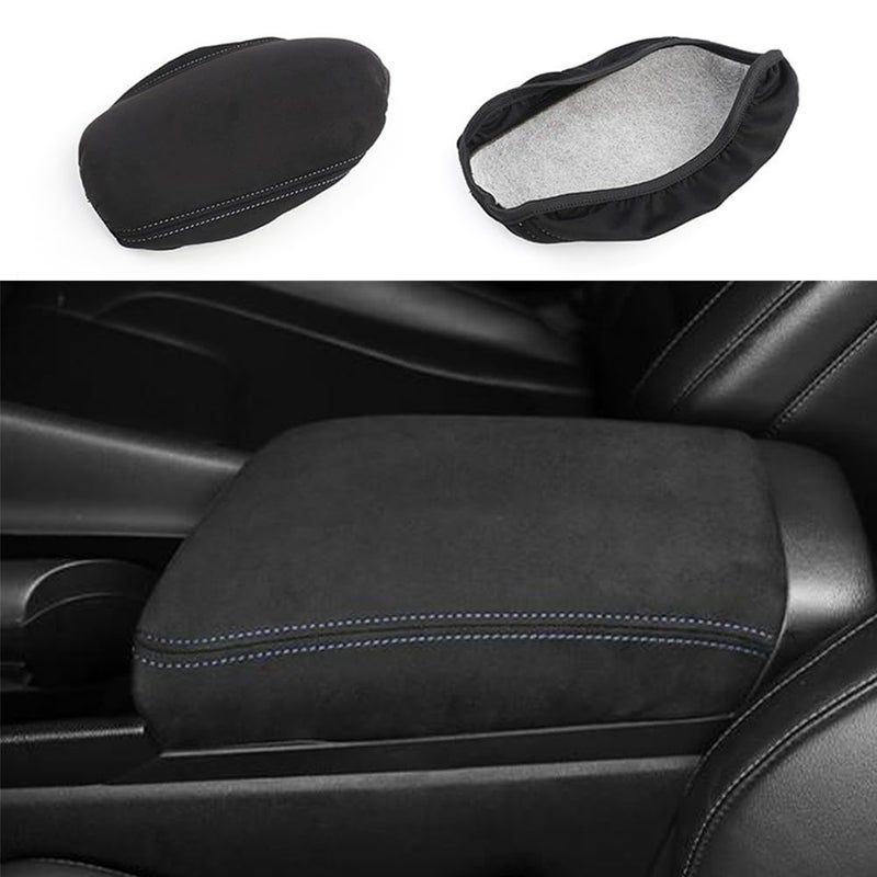 JUIVEEL 1 Piece Car Armrest Cushion Pad Memory Foam Center Console Armrest Cover Cushion Compatible with Hyundai Elantra 20212024 AccessoriesBlue Line Stitches
