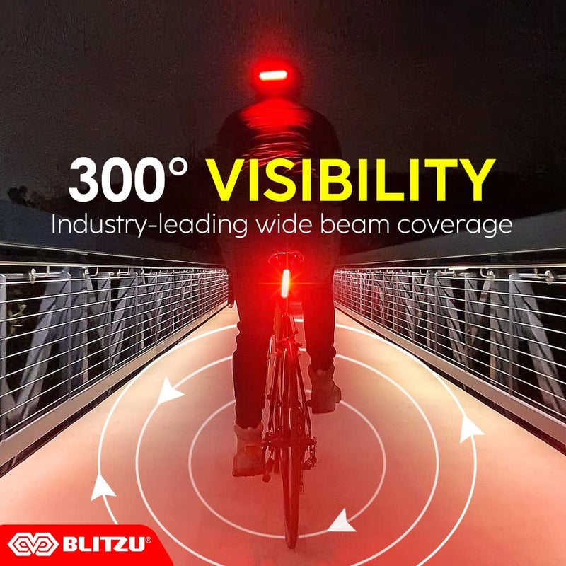 BLITZU Cyborg 200T Bike Lights Taillight USB-C Rechargeable LED Rear Bicycle Light for Night Riding, Cycling Safety Reflector Accessories, Powerful Back Light for Men, Women, Kids - Image 5