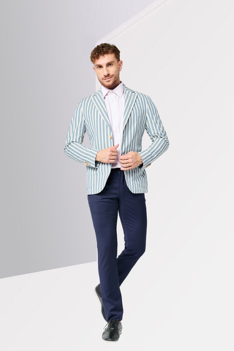 Harmont & Blaine Men Regular Fit Striped Semi-Formal Blazer, Multicolor - Image 2