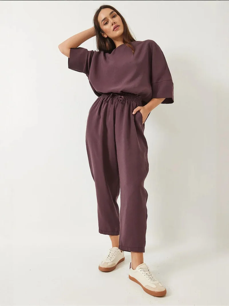 LUCCI Oversized Boat Neck Polyester Two-Piece Co-ord Set