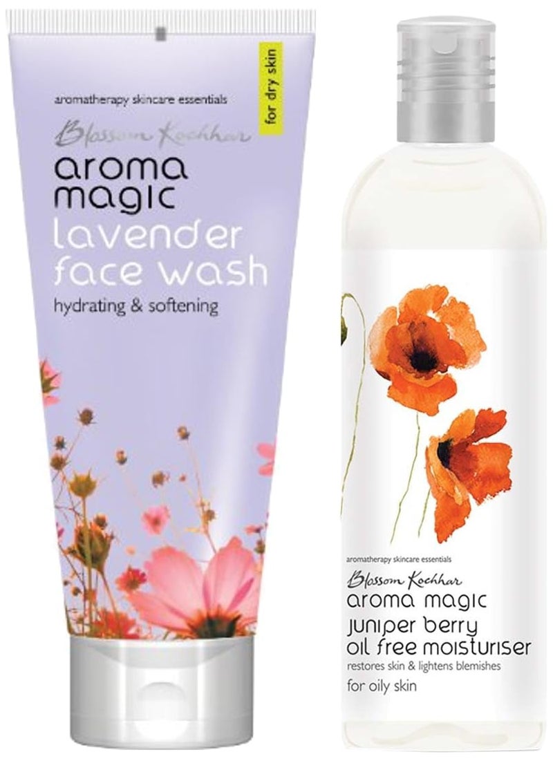 Aroma Magic Face Wash 100 Ml Lavender Juniper Berry Oil Free Moisturiser 200 Ml - Image 1