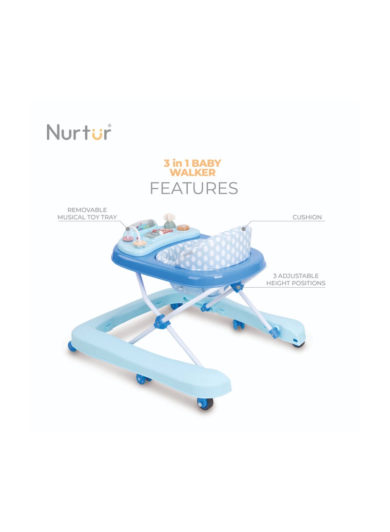 Nurtur 3 In 1 Baby Multi Walker-rocking Function- Music - 3 Height Adjustment, easy fold - Multi - Image 4