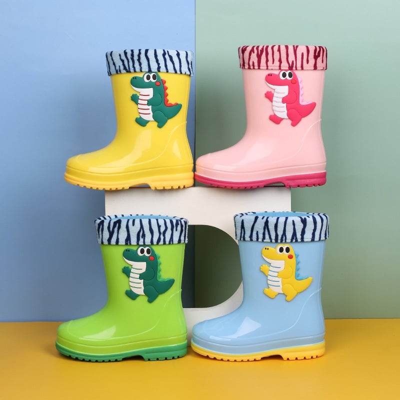 Children'S Rain Boots, Children'S Rain Boots, Children'S Water Shoes, Mid-Tube Velvet Warm Rubber Shoes, Non-Slip, Environmentally Friendly Material - Image 2