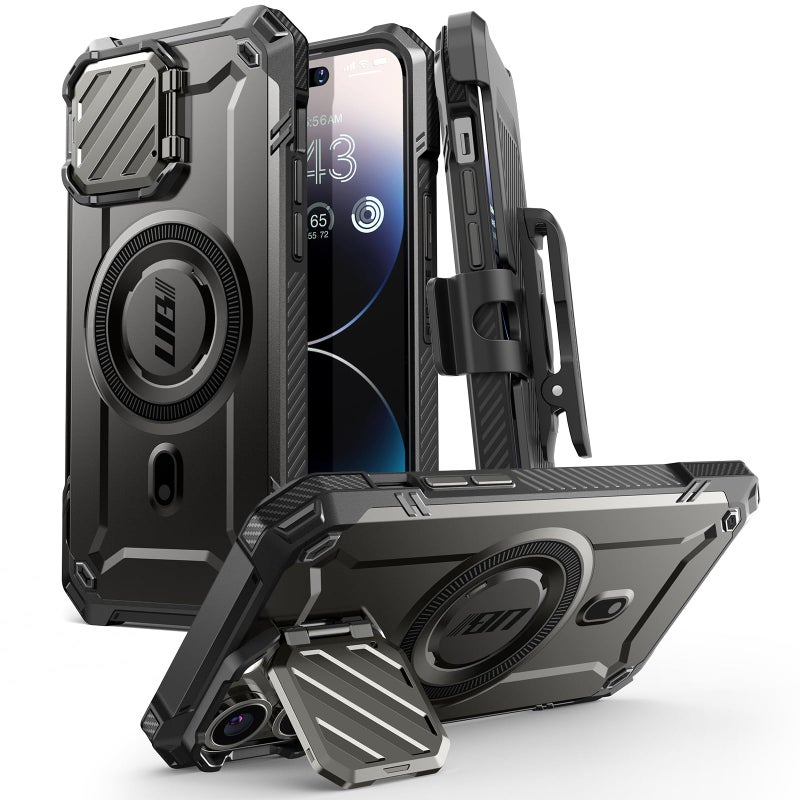 SUPCASE for iPhone 14 Pro Max Case with Camera Cover Stand UB Mag XT Compatible with MagSafe Builtin BeltClip Heavy Duty Magnetic Phone Case for iPhone 13 Pro Max Black - Image 2