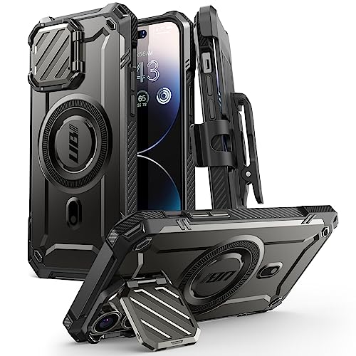 SUPCASE for iPhone 14 Pro Max Case with Camera Cover Stand UB Mag XT Compatible with MagSafe Builtin BeltClip Heavy Duty Magnetic Phone Case for iPhone 13 Pro Max Black - Image 1
