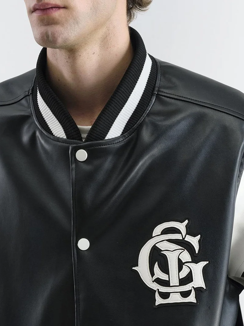 Giesto Black GIESTO Color Blocked Faux Leather Bomber Jacket for Men | Best Price UAE