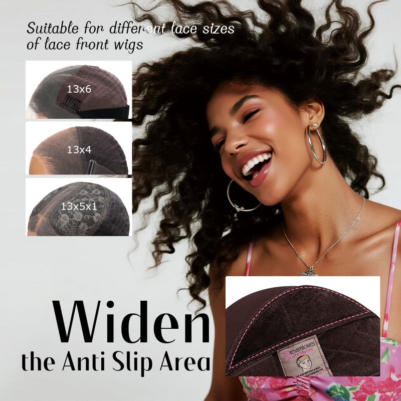 Dreamlover Wide Wig Grip Cap for Glueless Wigs, 2-in-1 Dark Brown Wig Caps with Adjustable Wig Grip Headband, 1 Piece - Image 2