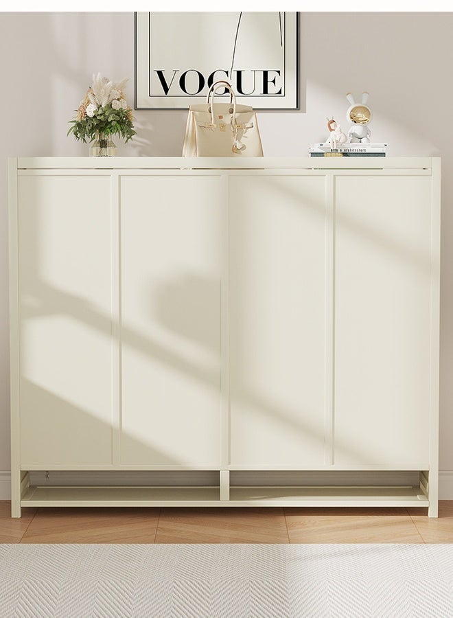 إن كي أكس خزانة أحذية مدخل باللون الأبيض الحليبي بأربعة أبواب وثماني طبقات مع درج 110*32*117 سم - Image 5