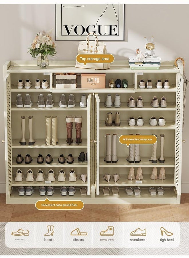 إن كي أكس خزانة أحذية مدخل باللون الأبيض الحليبي بأربعة أبواب وثماني طبقات مع درج 110*32*117 سم - Image 2