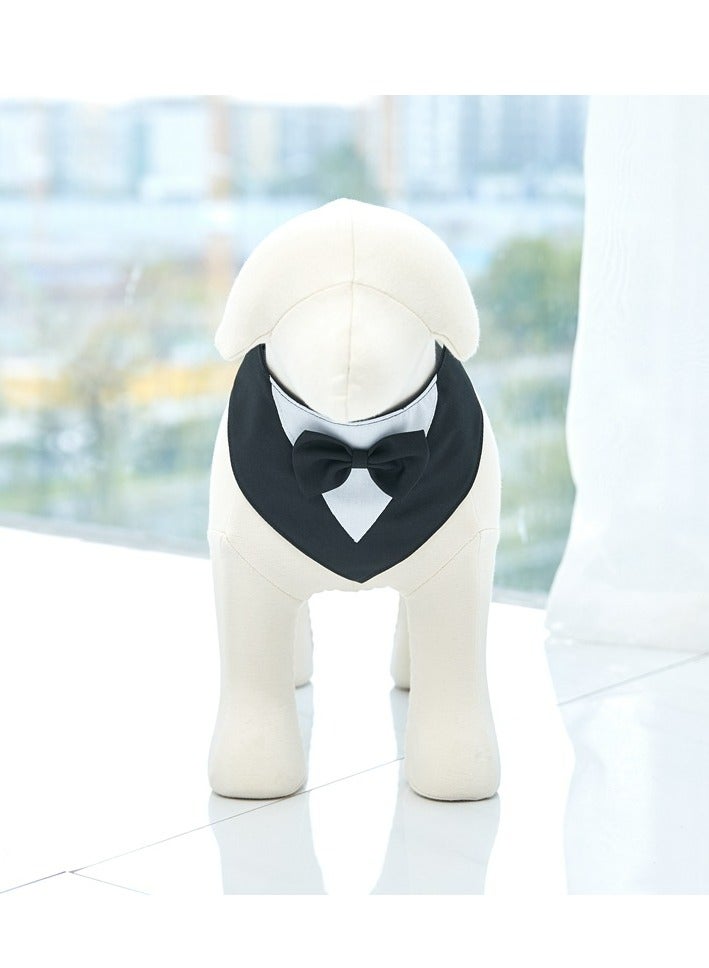 Dog Tuxedo Formal Cat Wedding Bandana Dog Collar with Bow Tie Cat Birthday Costume Valentines Outfit Pet(BLACK-M) - Image 3