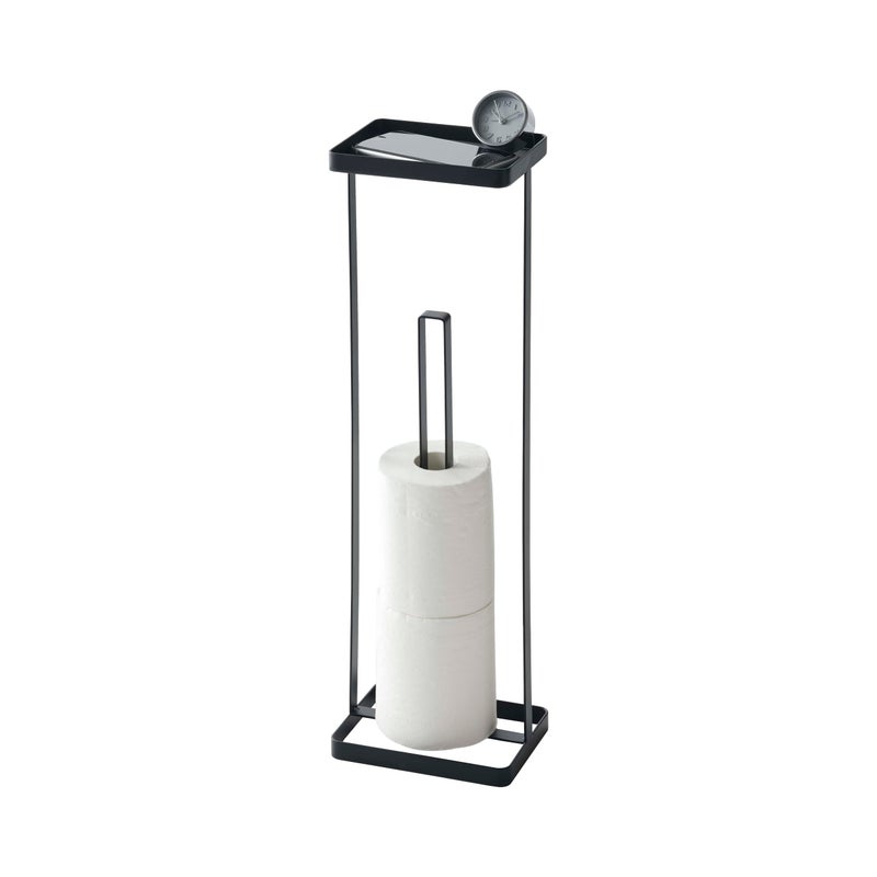 Yamazaki Home Roll Stand with Tray  Steel  Toilet Paper Stocker One Size Black