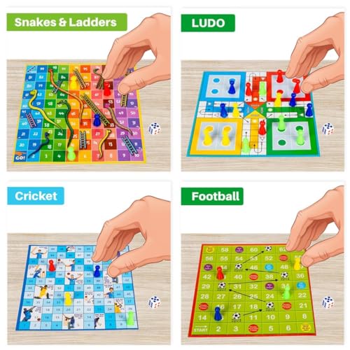 TriLok 14 in 1 Family Board Game Set – Includes Ludo, Business, Snakes & Ladders, Chess, Car Rally, Cricket & More – Ultimate Indoor Game for Kids & Adults – Fun Party Game Combo - Image 2
