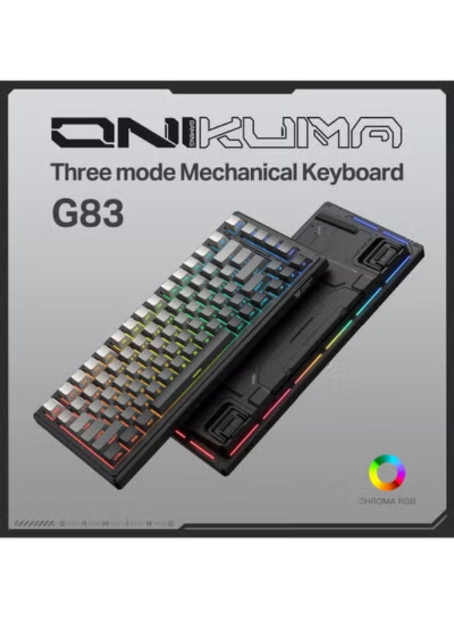 onikuma G83 Wireless Gaming Keyboards, Gasket Mechanical Keyboard, 8000mAh Tri-Mode BT5.0/2.4GHz/USB-C ｜75% Hot Swappable Custom Keyboard｜RGB Backlit｜Pre-lubed Reaper Switches｜Side Printed PBT Keycaps - Image 3