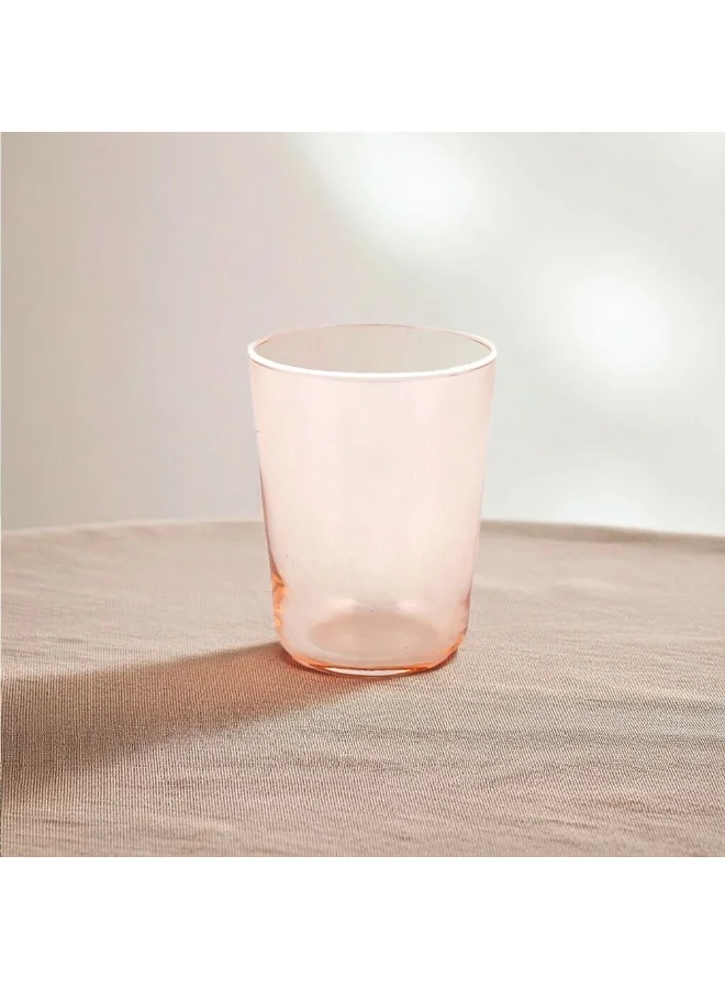 DANUBE HOME Rakle 4-Piece Pink Rim Tumbler Glass Set - 315ml Soda Lime Glassware for Kitchen Table Top - Stylish and Durable Drinkware - Ideal for Everyday Use - Turkey