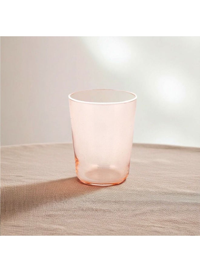 DANUBE HOME Rakle 4-Piece Pink Rim Tumbler Glass Set - 315ml Soda Lime Glassware for Kitchen Table Top - Stylish and Durable Drinkware - Ideal for Everyday Use - Turkey