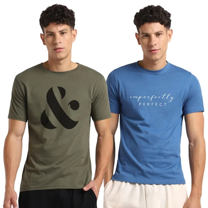 NOBERO Men's Cotton Graphic Printed T-Shirt Combo Pack