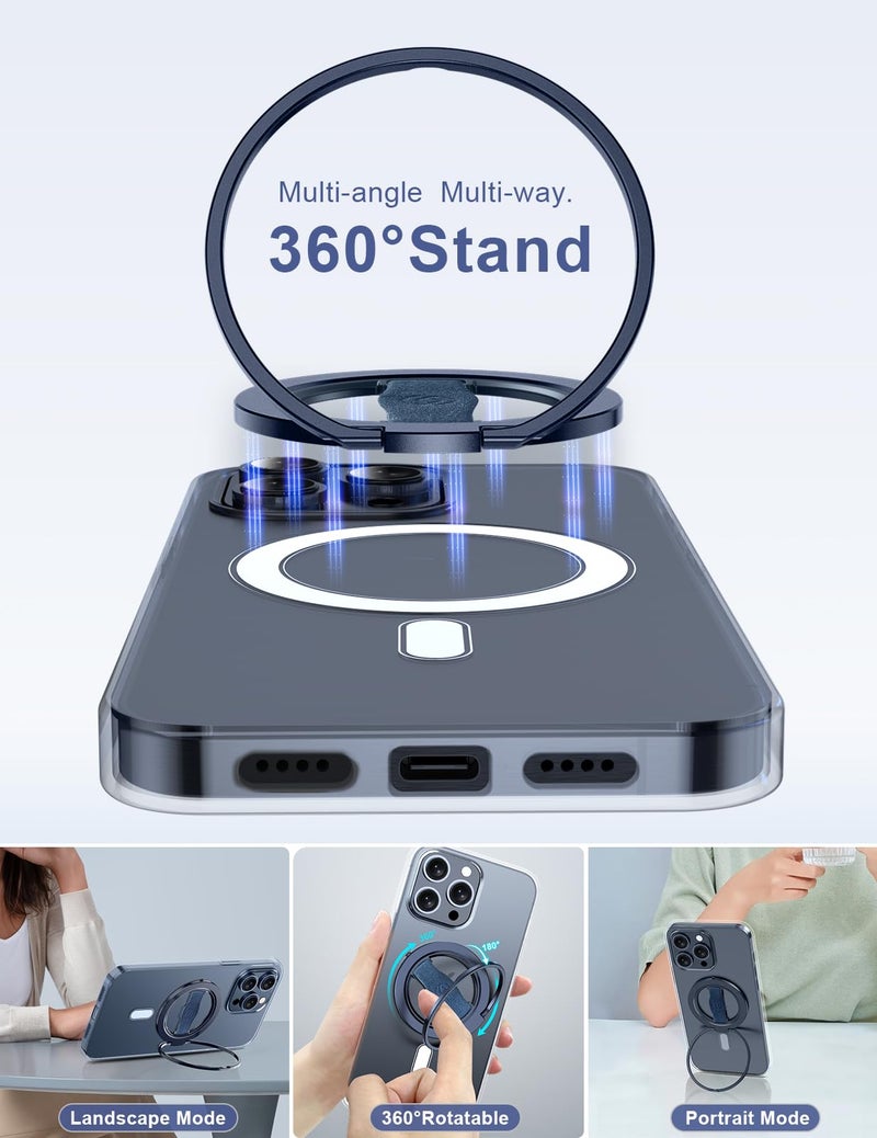 EWA MagOne 3rd Gen [Compatible with MagSafe] Phone Grip Stand with Finger Strap, Removable Magnetic Ring Holder Kickstand Loop for iPhone 17,16,15,14,13,12 Series-(Blue) - Image 2