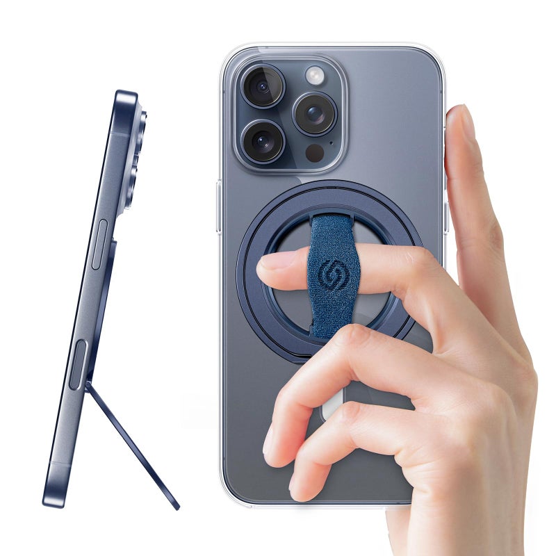EWA MagOne 3rd Gen [Compatible with MagSafe] Phone Grip Stand with Finger Strap, Removable Magnetic Ring Holder Kickstand Loop for iPhone 17,16,15,14,13,12 Series-(Blue) - Image 1
