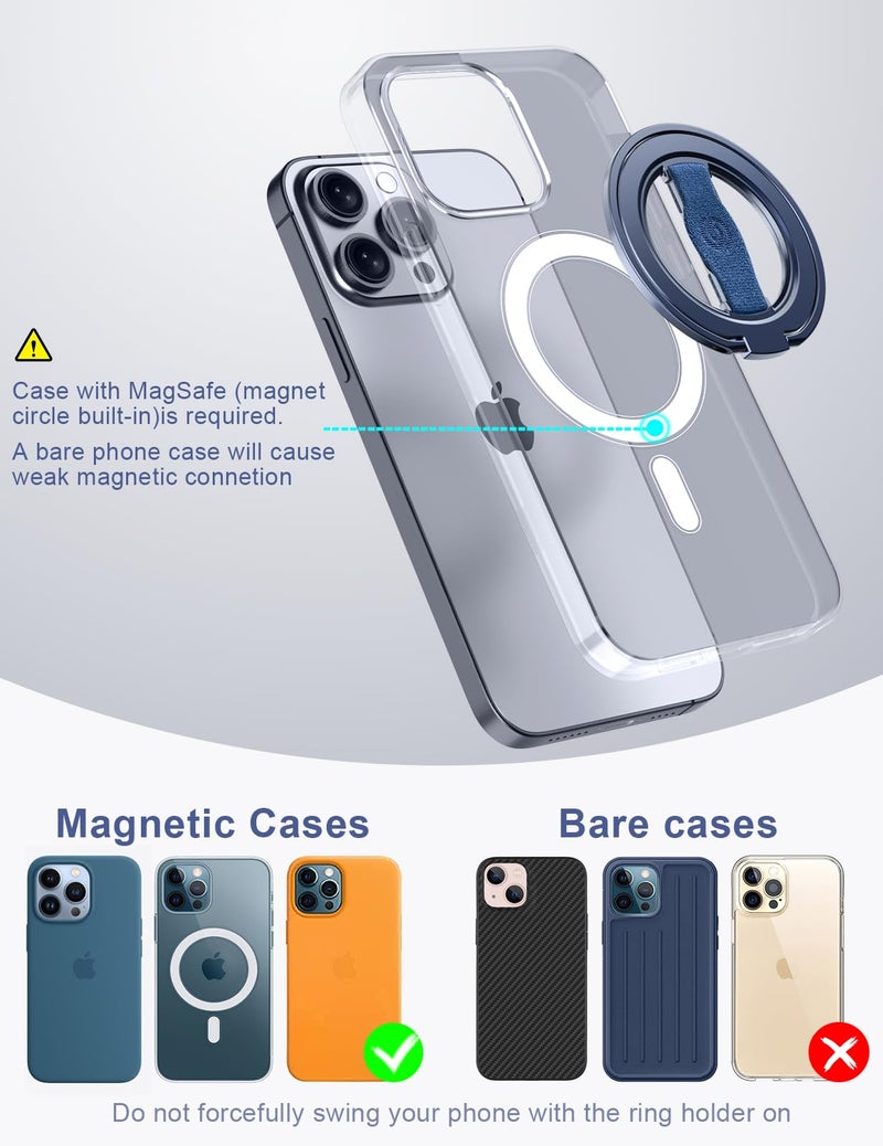 EWA MagOne 3rd Gen [Compatible with MagSafe] Phone Grip Stand with Finger Strap, Removable Magnetic Ring Holder Kickstand Loop for iPhone 17,16,15,14,13,12 Series-(Blue) - Image 4