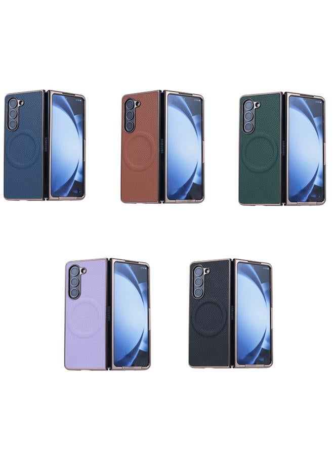 إيروريكس جراب لهاتف Samsung Galaxy Z Fold6، جراب هاتف MagSafe Litchi Texture ثلاثي الأجزاء قابل للطي - Image 2