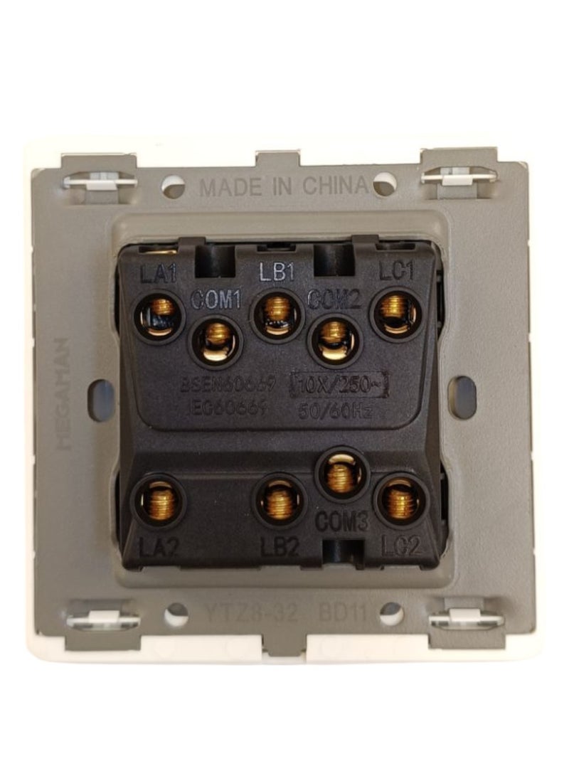 Megaman Switch 3Gang 2Way 10Amp - White - Image 3