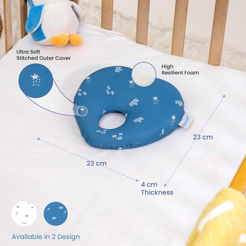Cherilo Cherilo Memory Foam Baby Pillow for New Born, Head Shaping Baby Pillow for 0 to 12 Months for Preventing Flat Head Syndrome, 23x23x4 Cm, Cherry Shape, Royal Stars, Blue - Image 3