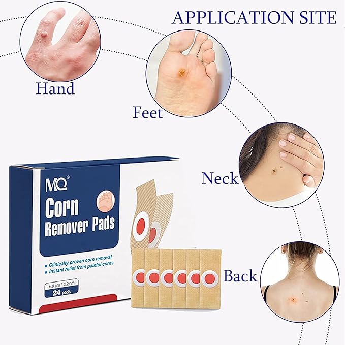 MQ Corn Remover Pads Wart Remover Foot Corn Remover Patch 24 Pcs Corn Removal Pads Corn Removal Ideal for Relief Corn Pain and Foot Care Corn Plasters with Hole for Feet Hand Toe - Image 2