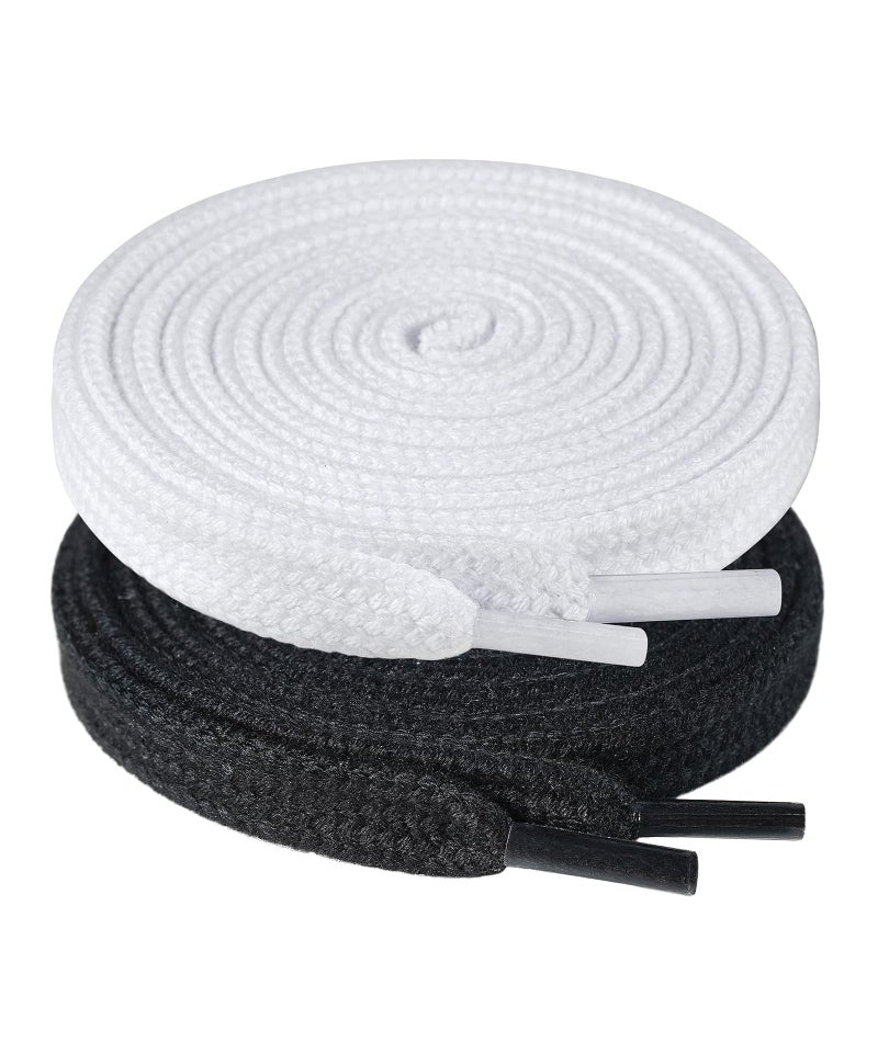 Handshop Wide Flat Athletic Shoelaces 5162 Pair Shoe Laces for Sneakers and Casual Shoes Replacements BlackWhite 47 inch 120cm - Image 2