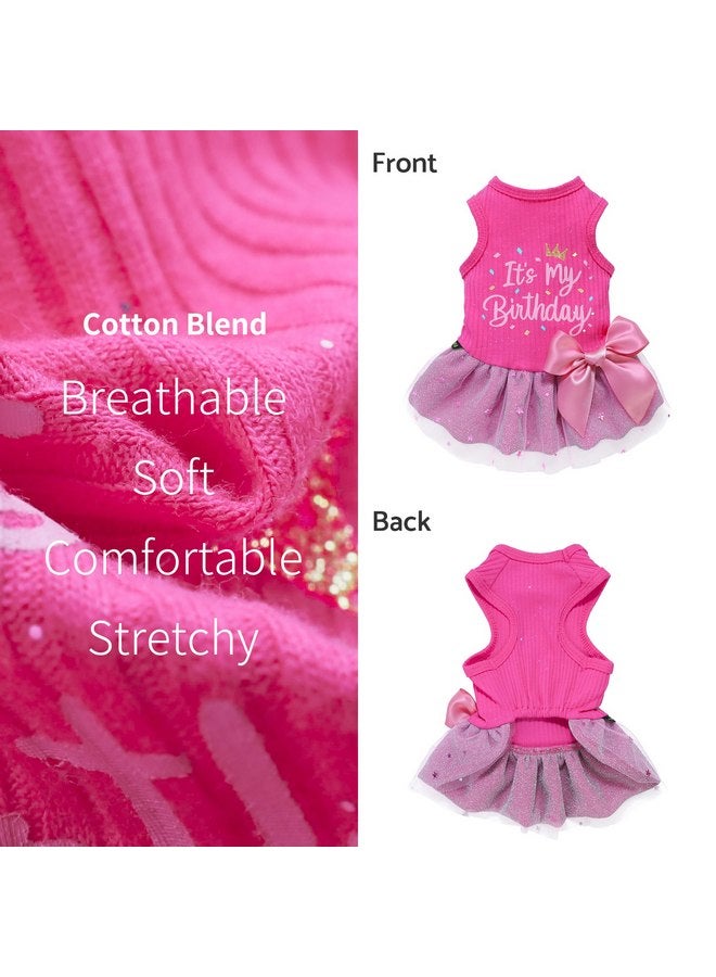 فيت وورم فستان الكلب Fitwarm It's My Birthday، فستان عيد ميلاد الكلب مع عقدة فيونكة، ملابس الكلاب للفتيات الصغيرات، ملابس الكلاب المضحكة، ملابس الحيوانات الأليفة الأنثوية، وردي، مقاس XS - Image 5