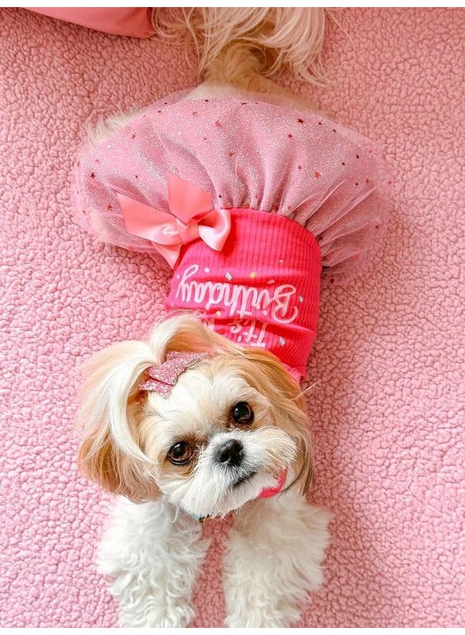 فيت وورم فستان الكلب Fitwarm It's My Birthday، فستان عيد ميلاد الكلب مع عقدة فيونكة، ملابس الكلاب للفتيات الصغيرات، ملابس الكلاب المضحكة، ملابس الحيوانات الأليفة الأنثوية، وردي، مقاس XS - Image 4