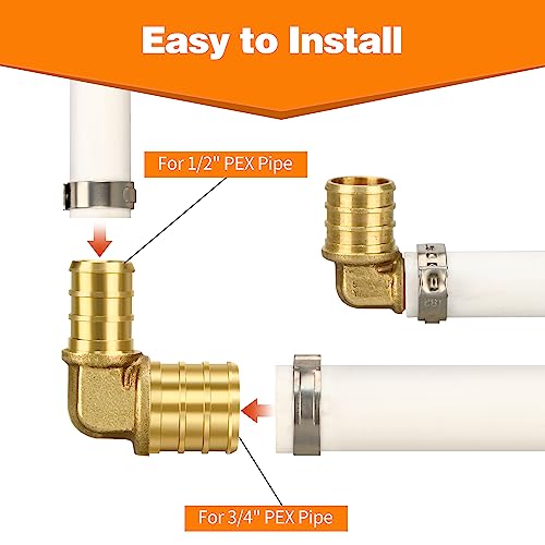 PXZBLG 6 Pack PEX 3/4" × 1/2" Elbow Fittings, Brass Crimp for PEX Pipe in Plumbing Jobs - Image 4